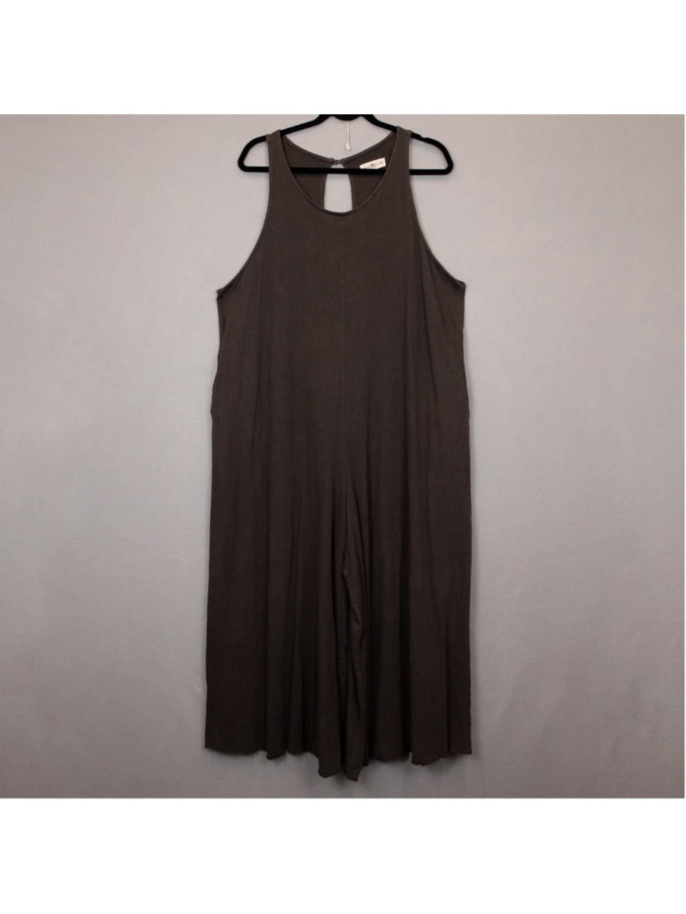 Natural Life grey sleeveless baggy cotton linen blend wide leg jumpsuit-S/M